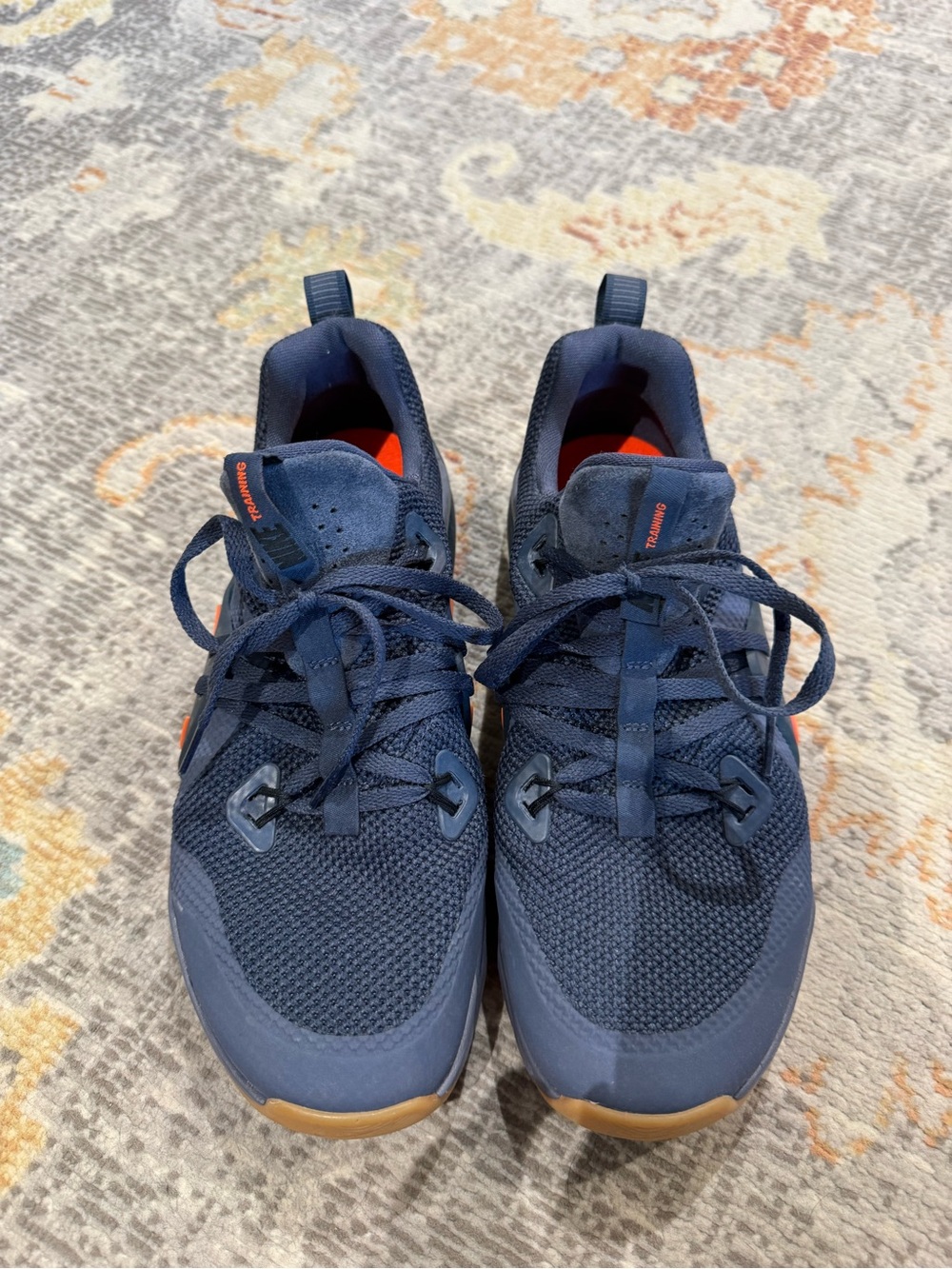 Nike Men's Navy and Orange Athletic Sneakers